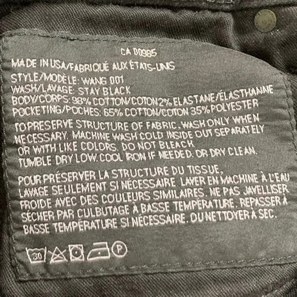 Alexander Wang Whip Stay Black Straight Skinny Jeans  Distressed Midrise Size 25 - Picture 9 of 12